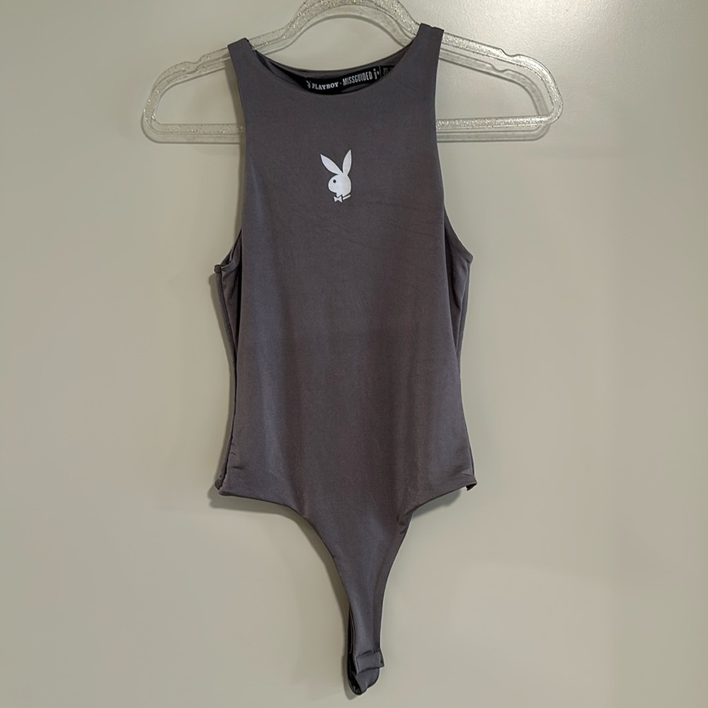 NWT Playboy X MISSGUIDED - grey bodysuit